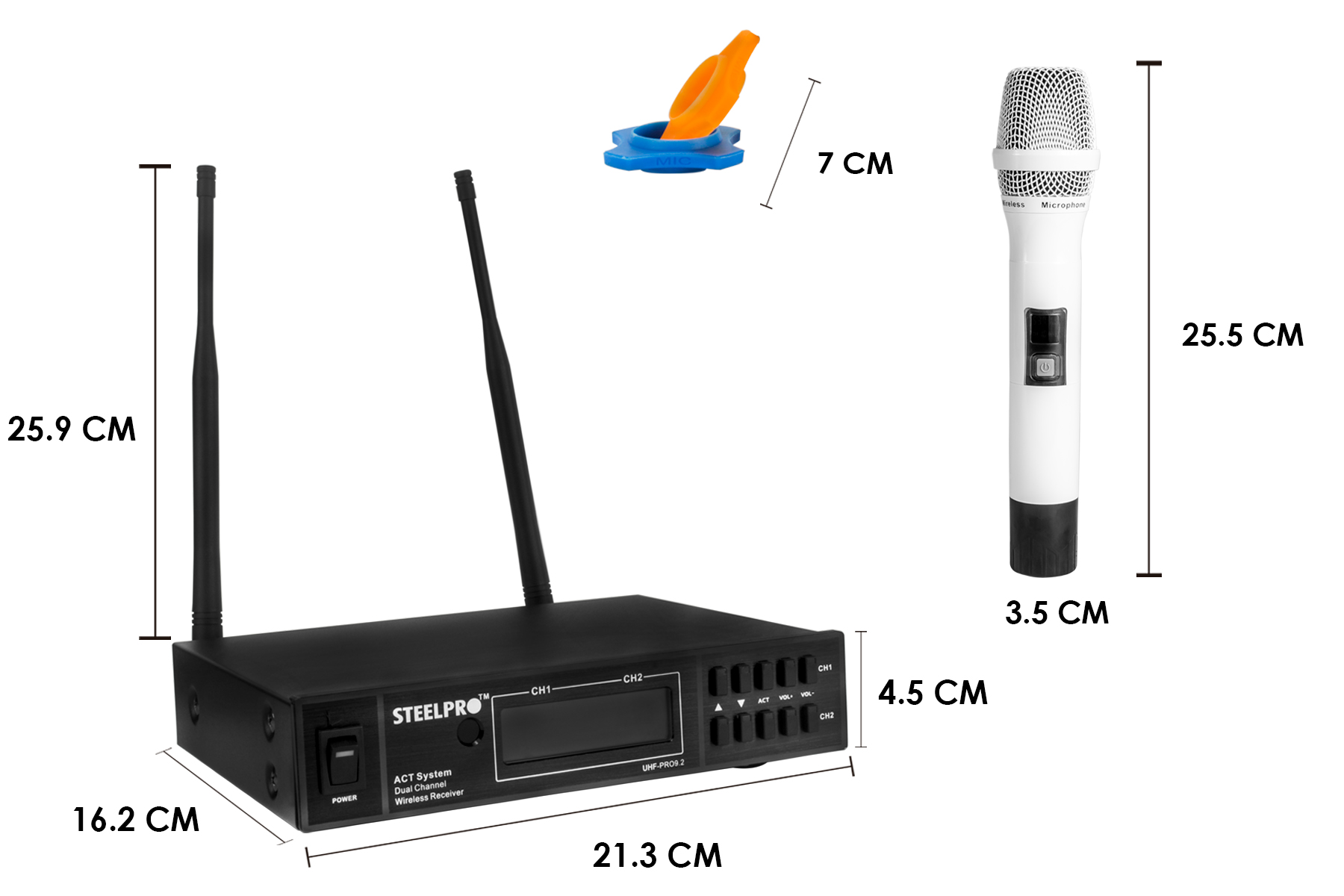 Foto 3 pulgar | Micrófono Uhf Profesional Blanco Frecuen Multicanal Steelpro