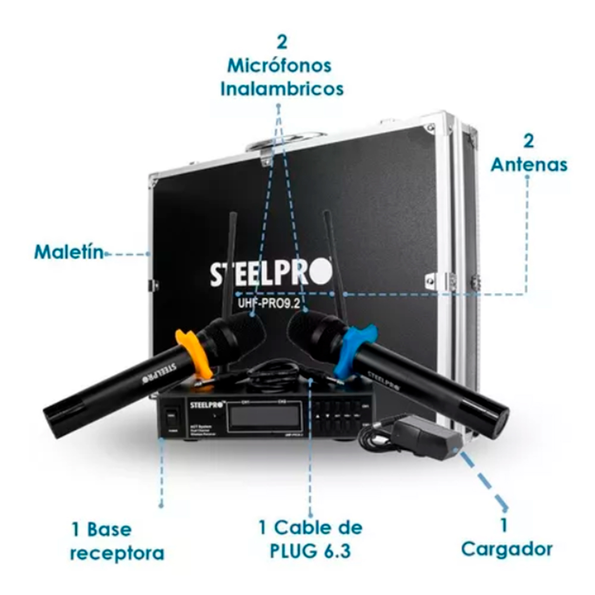 Foto 3 pulgar | Micrófono Uhf Profesional Steelpro Frecuencia Multicanal Color Negro