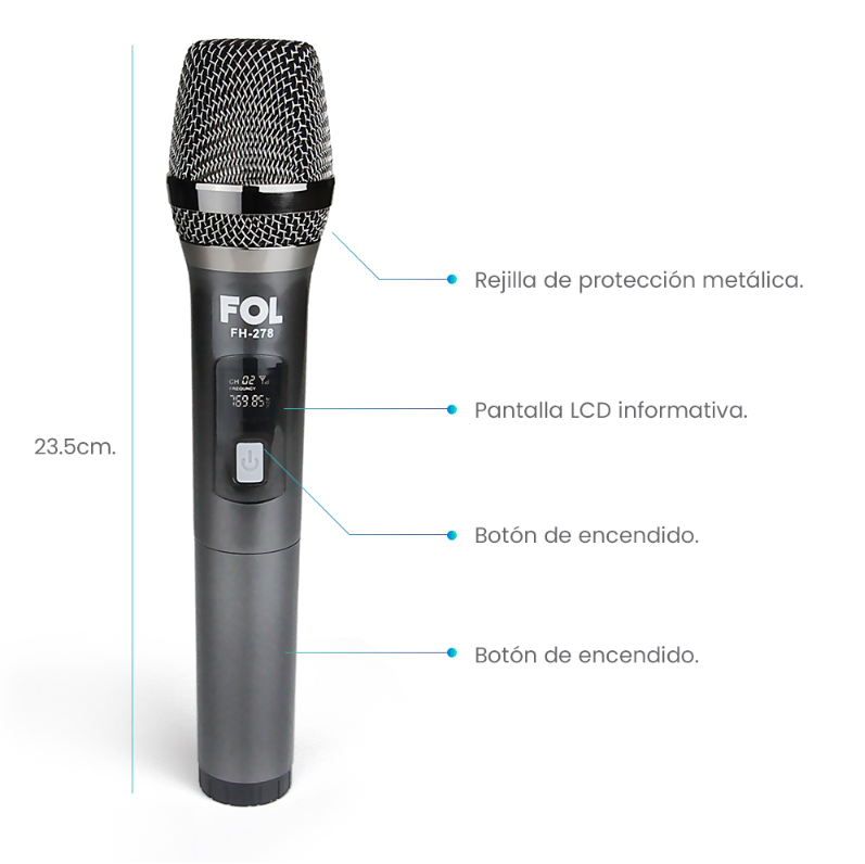 Foto 7 pulgar | Microfono Profesional Inalambrico Karaoke con Transmisor 6.3 mm