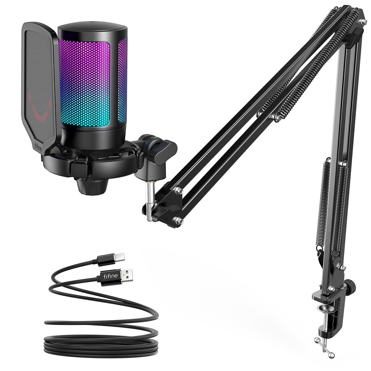 Foto 2 pulgar | Micrófono De Condensador Usb Para Juegos Fifine A6t Con Boom Arm Rgb - Venta Internacional.