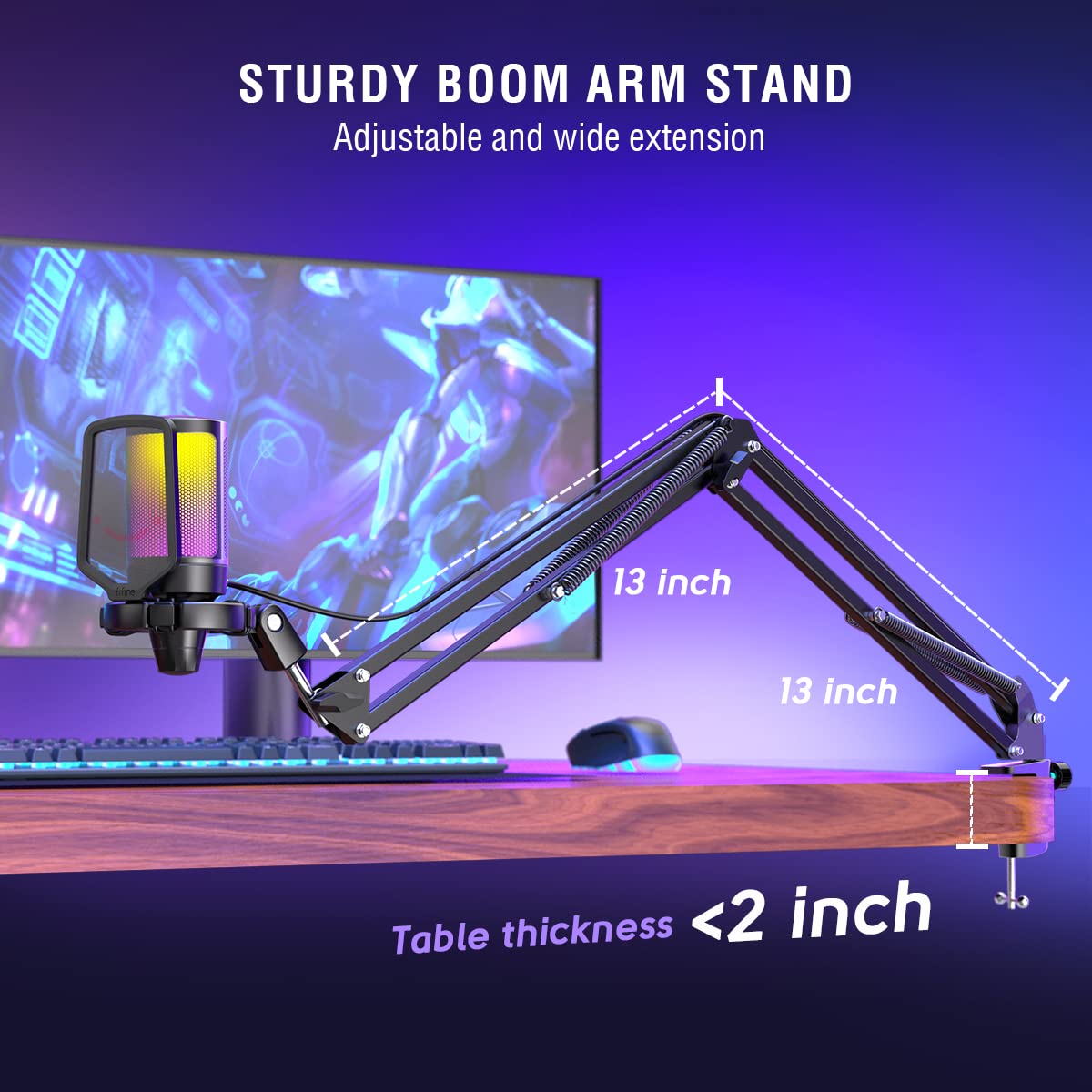 Foto 7 | Micrófono De Condensador Usb Para Juegos Fifine A6t Con Boom Arm Rgb - Venta Internacional.