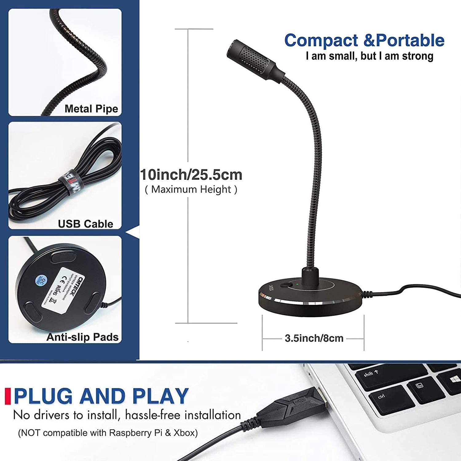 Foto 8 pulgar | Micrófono Usb Para Computadora Cmteck G009 Con Cancelación De Ruido - Venta Internacional.