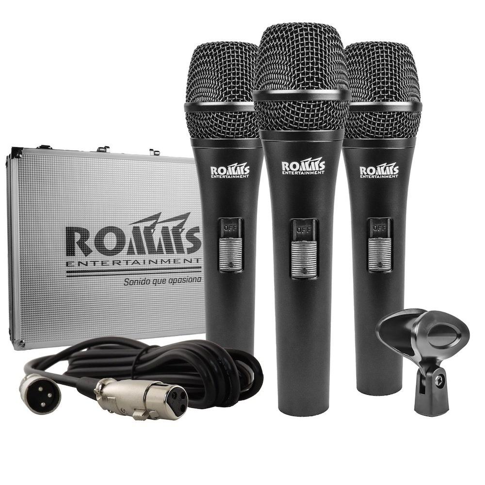 Set de 3 Micrófonos Vocales Profesional Romms Mc-330