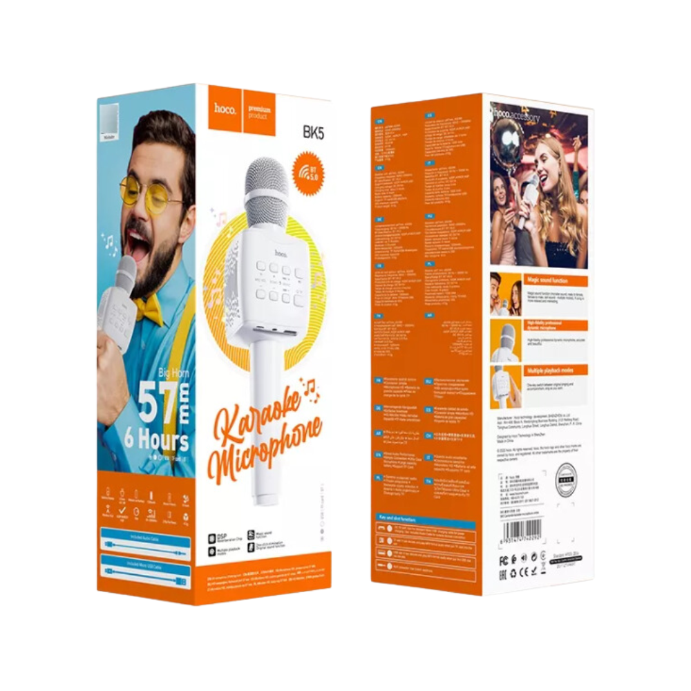 Foto 4 pulgar | Micrófono Hoco Bk5 Blanco Karaoke Bluetooth