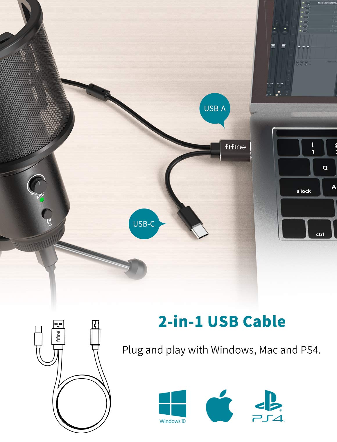 Foto 4 | Micrófono Usb Para Pc De Escritorio Fifine K683a Con Filtro Pop - Venta Internacional.