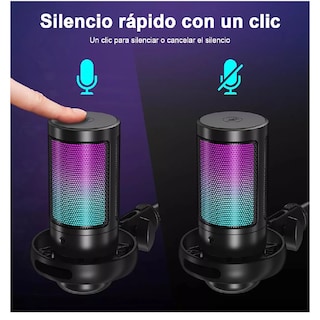 Foto 3 | Micrófonos Belug Usb Rgb Condensador Cardioide Para Pc / Tel Gamer Negro