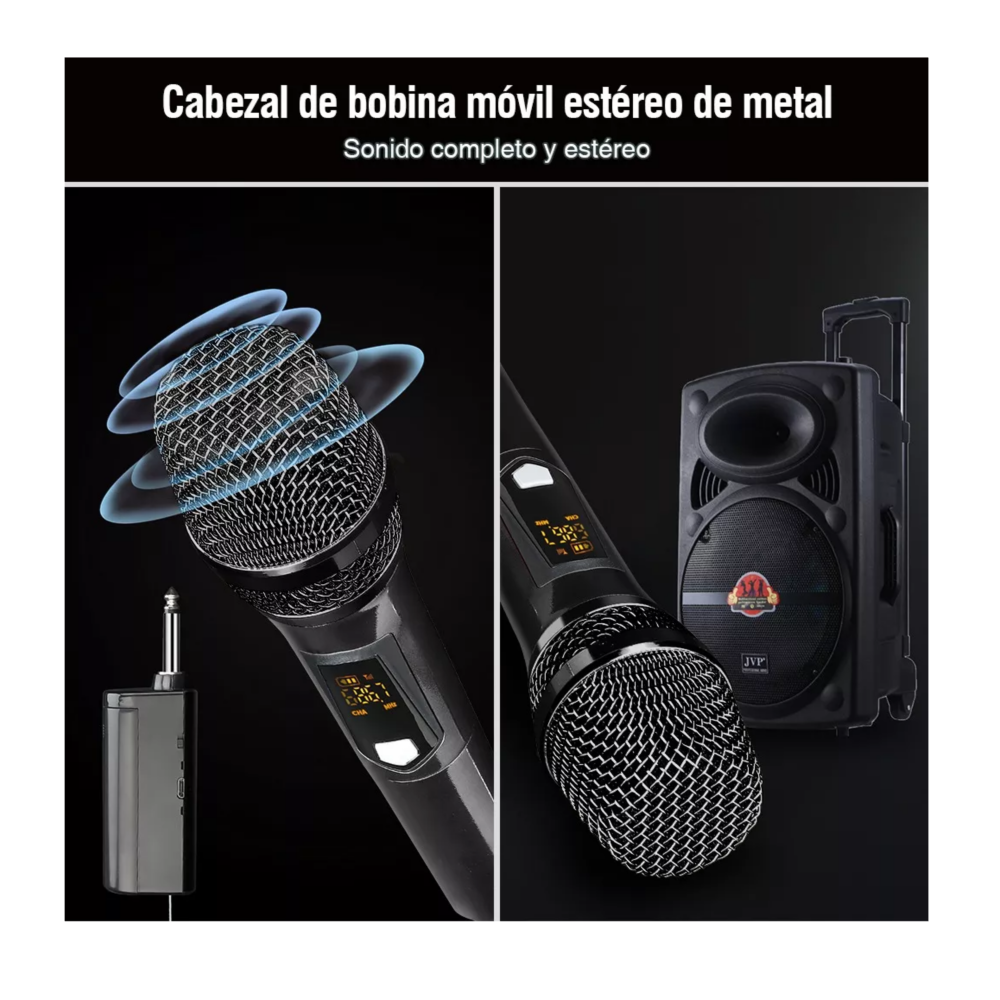 Foto 5 | Micrófono Inalámbrico Profesional Karaoke Kit 2 Pcs Universal, Color Negro Belug