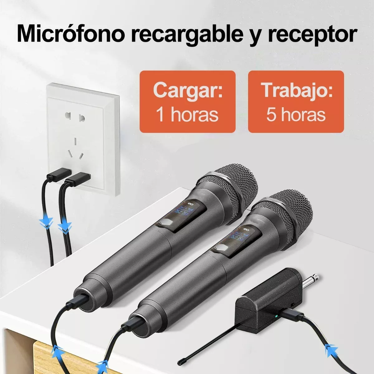 Foto 3 pulgar | Set 2 Micrófono Inalámbrico Profesional De Karaoke Con Receptor Eo Safe Imports Esi-8625-1 Negro