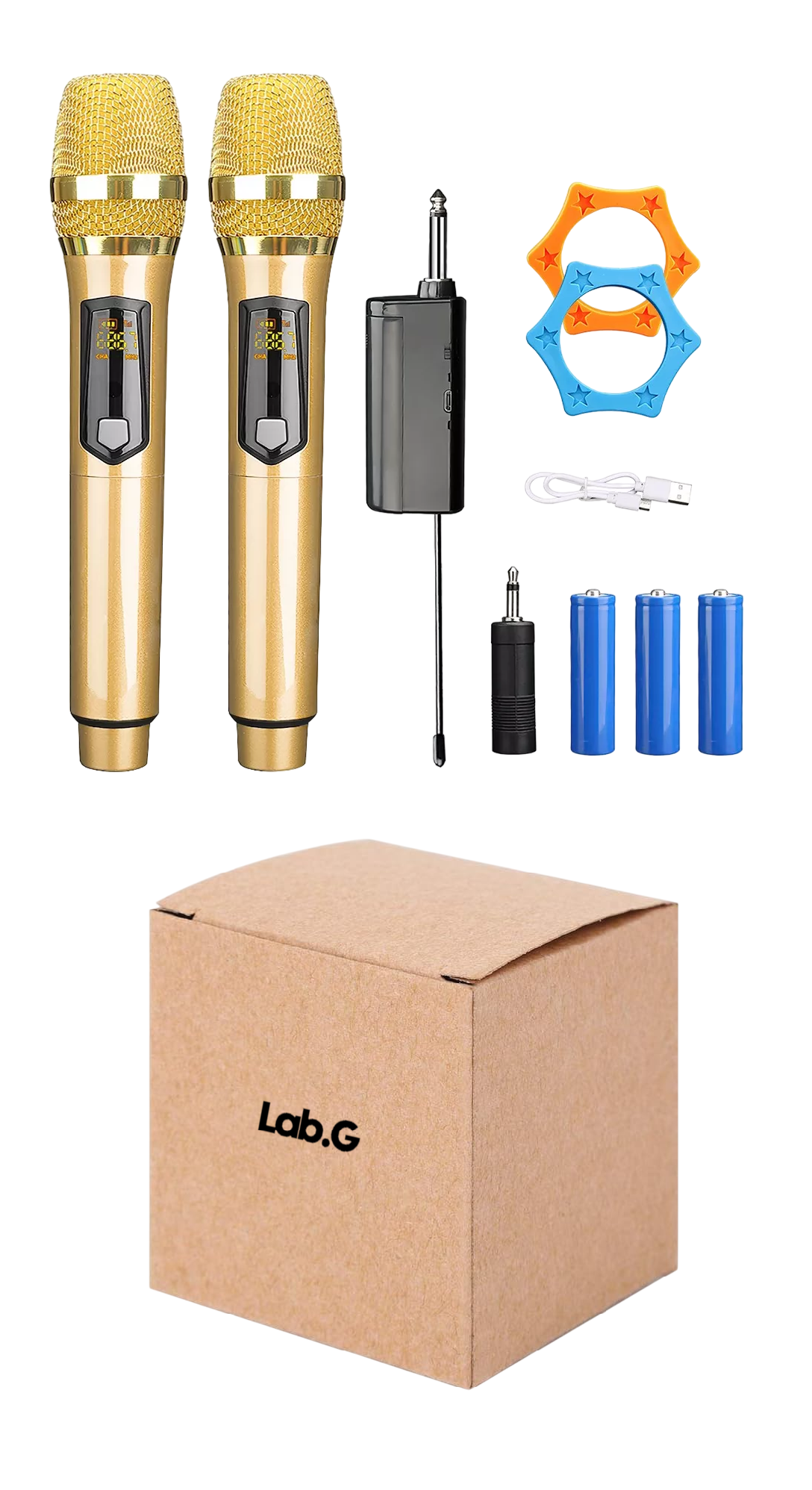 Micrófono Inalámbrico Profesional Karaoke Kit 2 Pcs Universal, Color Oro