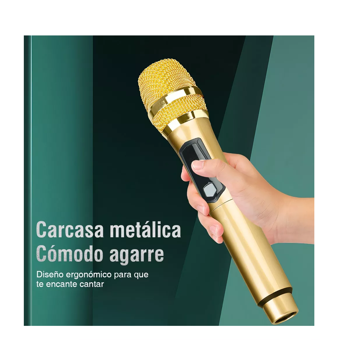 Foto 5 pulgar | Micrófono Inalámbrico Profesional Karaoke Kit 2 Pcs Universal, Color Oro