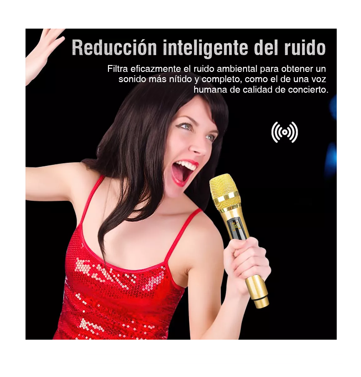 Foto 6 pulgar | Micrófono Inalámbrico Profesional Karaoke Kit 2 Pcs Universal, Color Oro