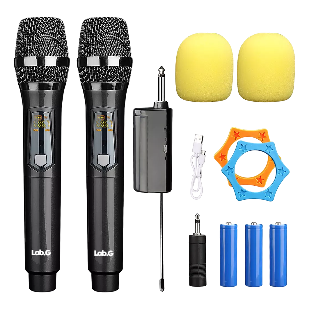 Micrófono Inalámbrico Lab.g Profesional Karaoke Kit 2 Pcs Universal, Color Negro