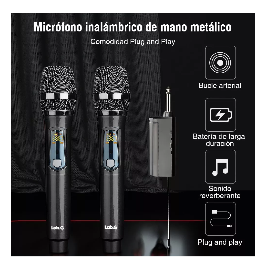 Foto 4 pulgar | Micrófono Inalámbrico Lab.g Profesional Karaoke Kit 2 Pcs Universal, Color Negro