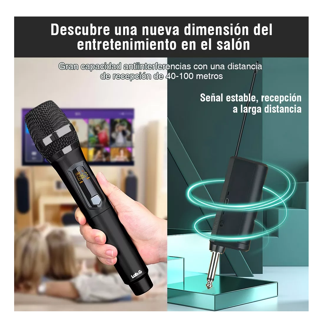 Foto 4 | Micrófono Inalámbrico Lab.g Profesional Karaoke Kit 2 Pcs Universal, Color Negro