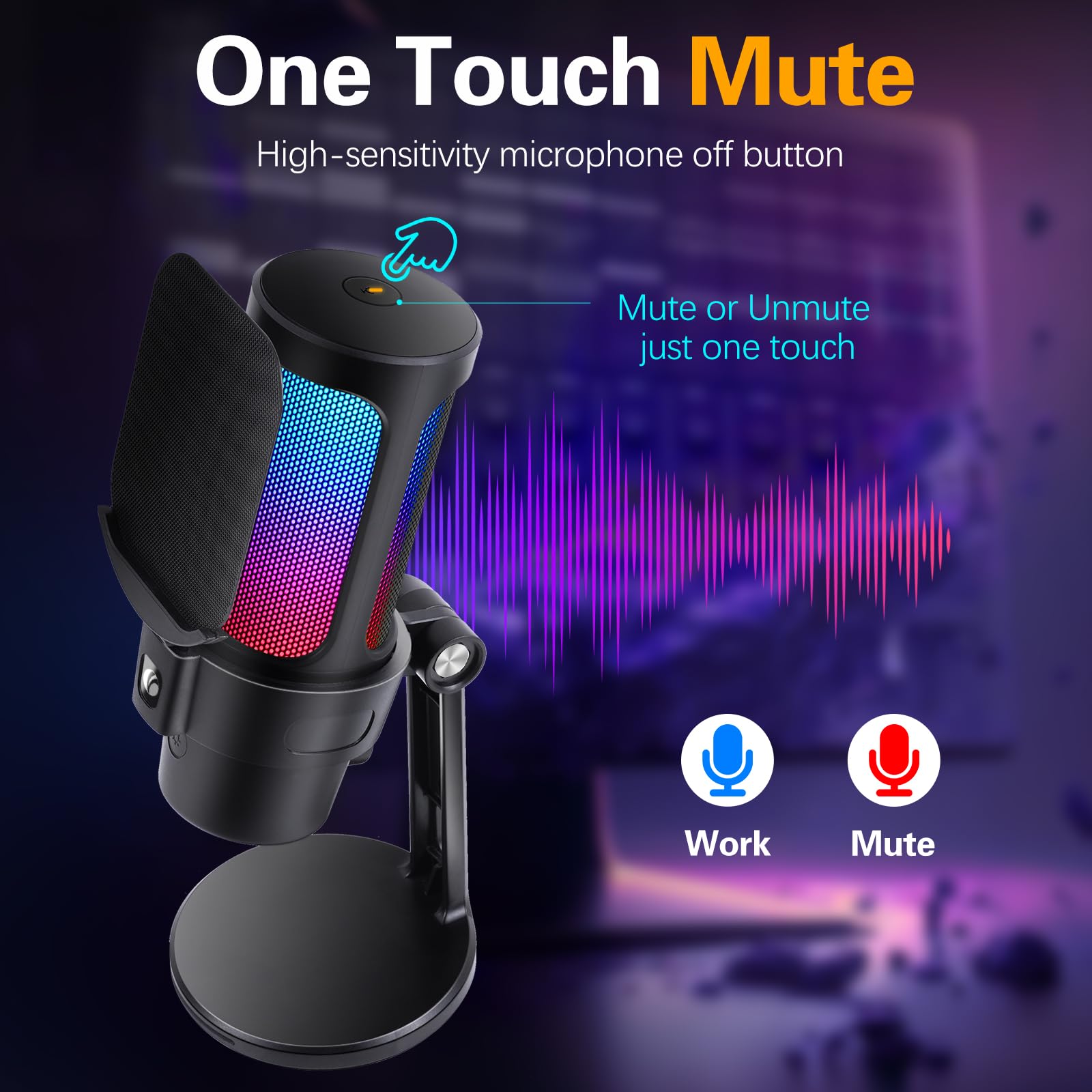 Foto 7 pulgar | Micrófono Usb Para Juegos Vcom Pd100x Con Soporte, Filtro Pop Y Rgb - Venta Internacional.