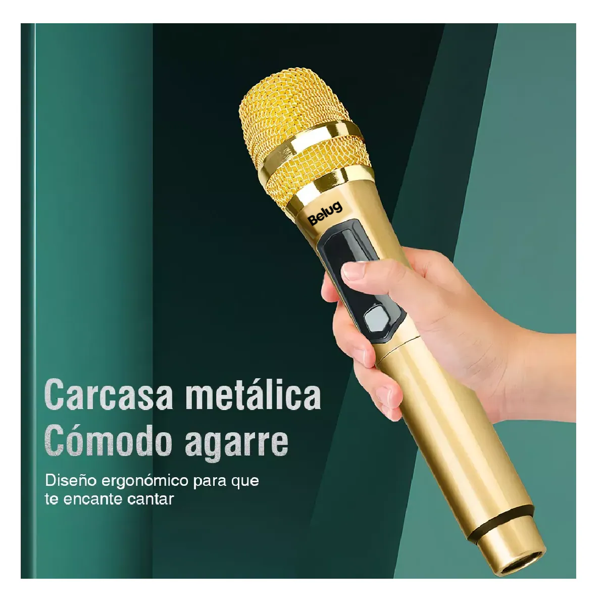Foto 4 pulgar | Universal Micrófono Inalámbrico Profesional Karaoke Kit 2pcs Belug, Dorado