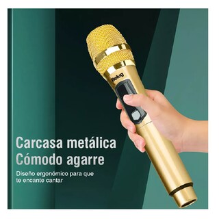 Foto 3 | Universal Micrófono Inalámbrico Profesional Karaoke Kit 2pcs Belug, Dorado