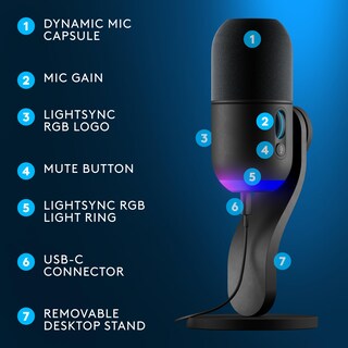 Foto 6 | Reacondicionado Micrófono Para Juegos Logitech G Yeti Gx Dynamic Rgb Con Lightsync - Venta Internacional.