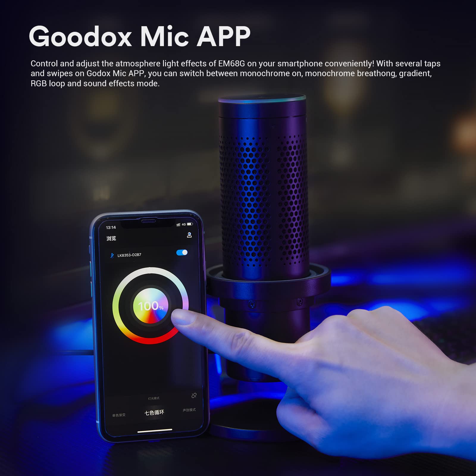 Foto 7 pulgar | Micrófono De Condensador Usb Rgb Godox Em68g, Kit De Micrófono Usb Profesional Con Soporte De Mesa P - Venta Intern