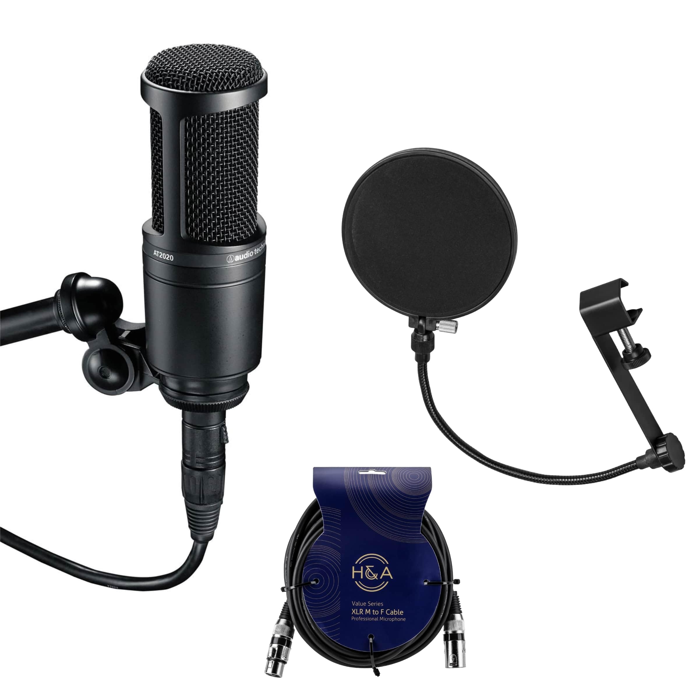 Micrófono De Estudio Audio Technica At2020 Con Filtro Pop Y Cable - Venta Internacional.