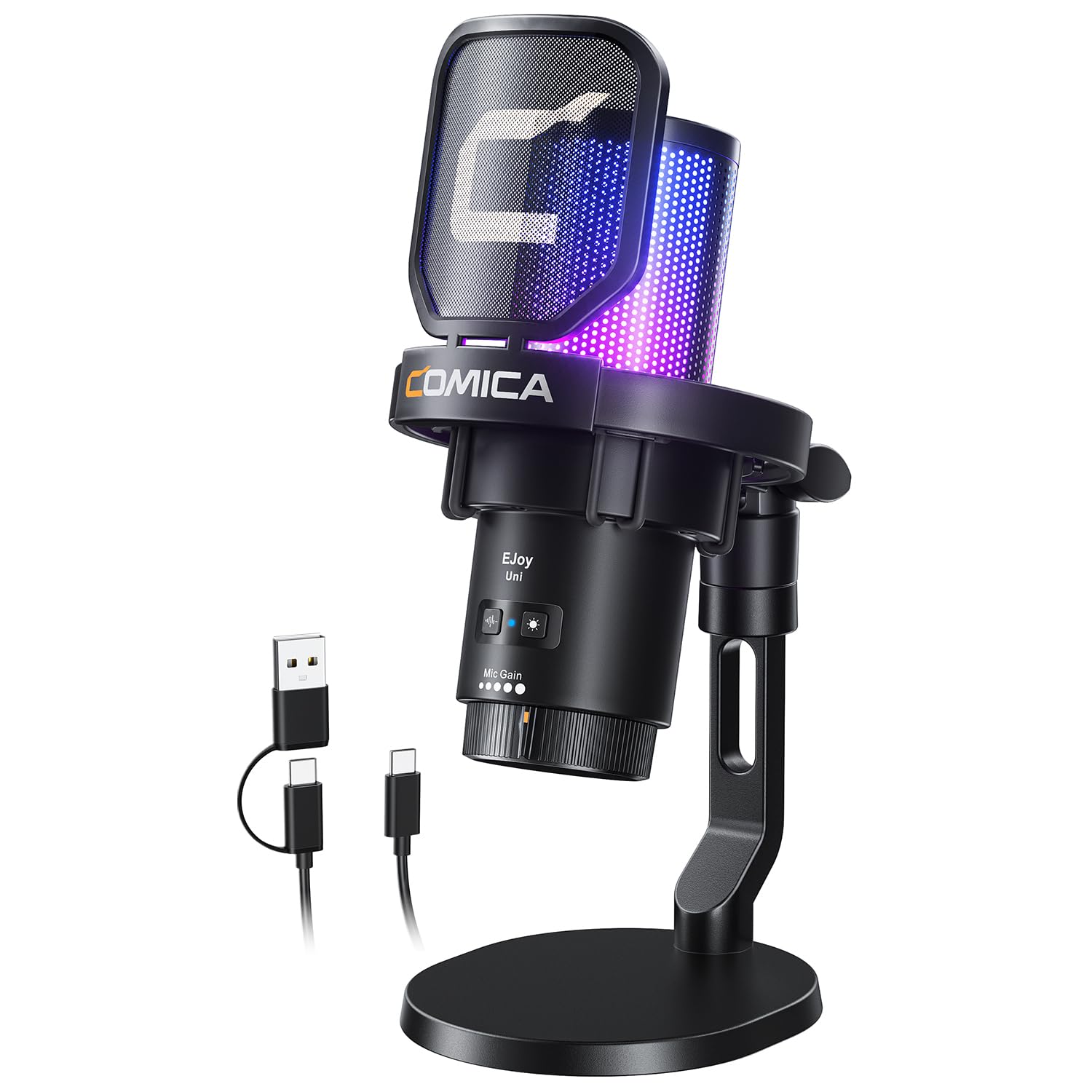 Foto 2 pulgar | Micrófono Usb Para Juegos Comica Ejoy Uni (d) Con Cancelación De Ruido, Luces Rgb, Monitorización, S - Venta Inter