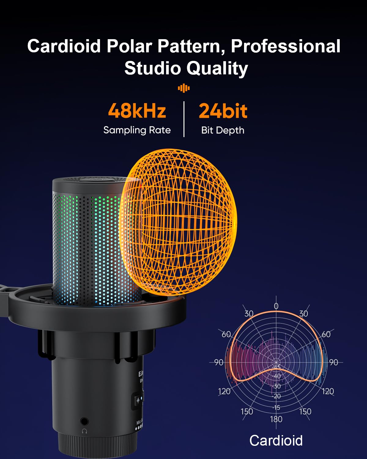 Foto 2 | Micrófono Usb Para Juegos Comica Ejoy Uni (d) Con Cancelación De Ruido, Luces Rgb, Monitorización, S - Venta Inter