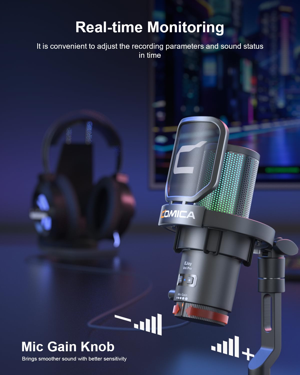 Foto 4 | Micrófono Usb Para Juegos Comica Ejoy Uni (d) Con Cancelación De Ruido, Luces Rgb, Monitorización, S - Venta Inter