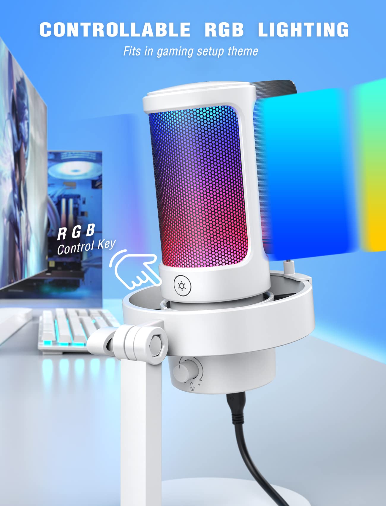 Foto 3 pulgar | Micrófono Rgb Fifine Blanco - Venta Internacional