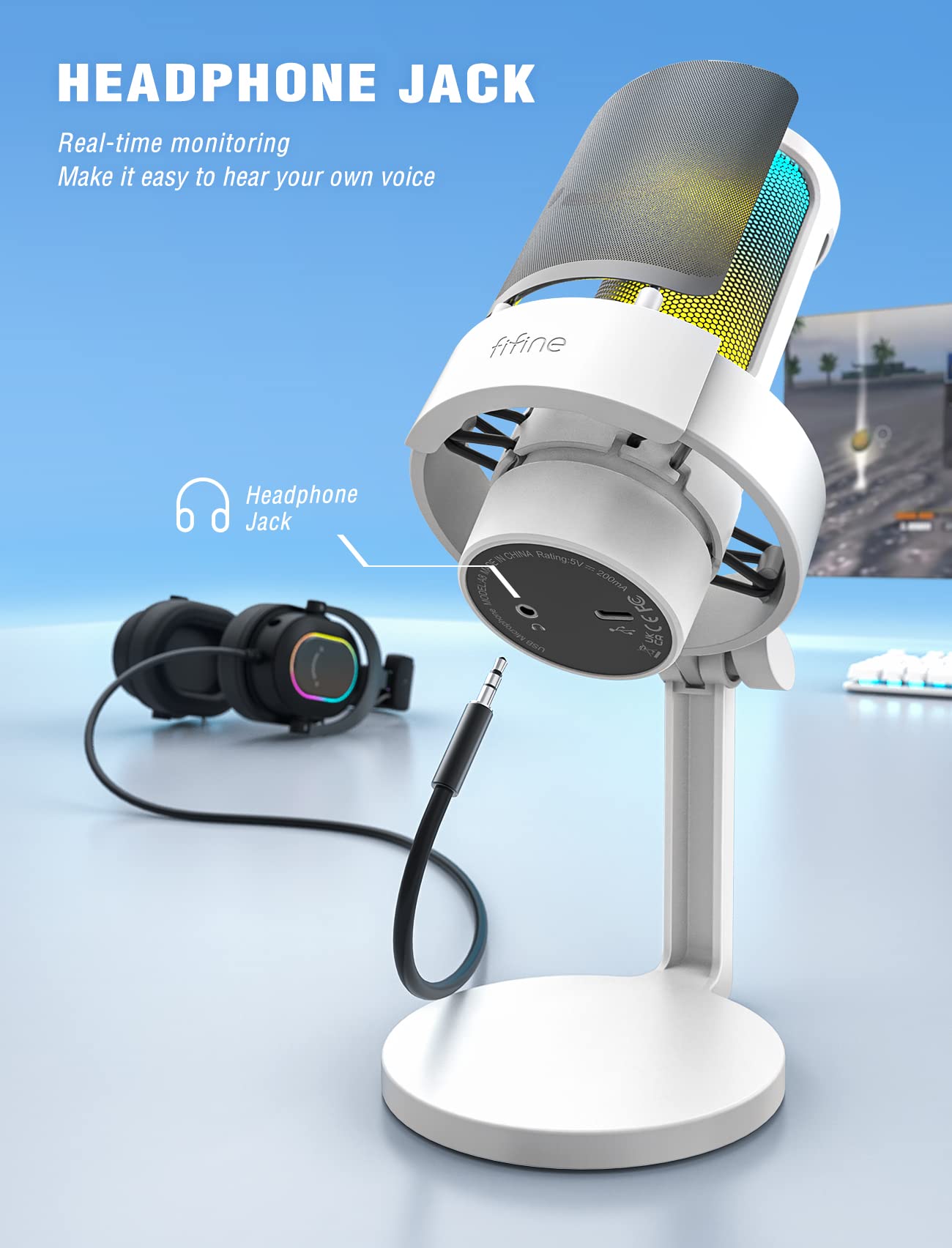 Foto 4 pulgar | Micrófono Rgb Fifine Blanco - Venta Internacional