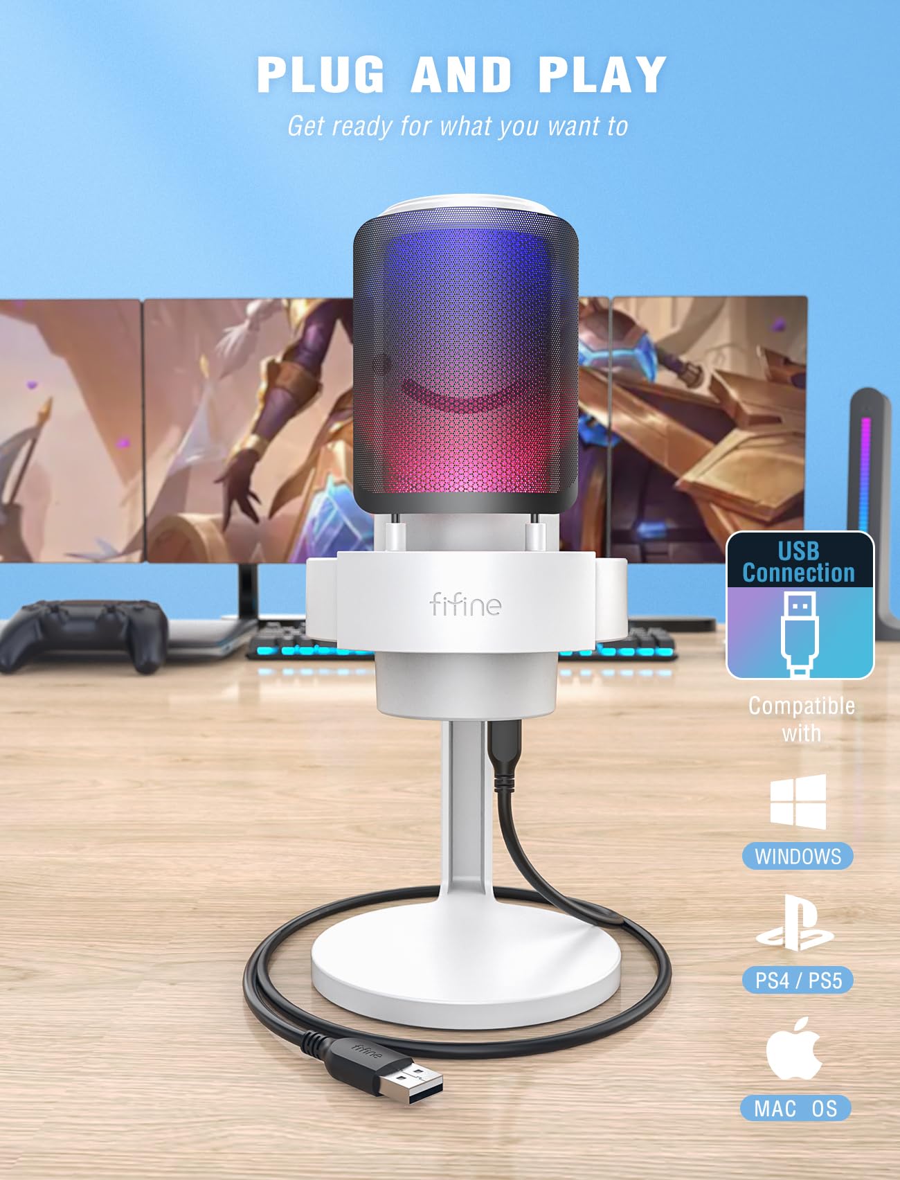 Foto 7 pulgar | Micrófono Rgb Fifine Blanco - Venta Internacional