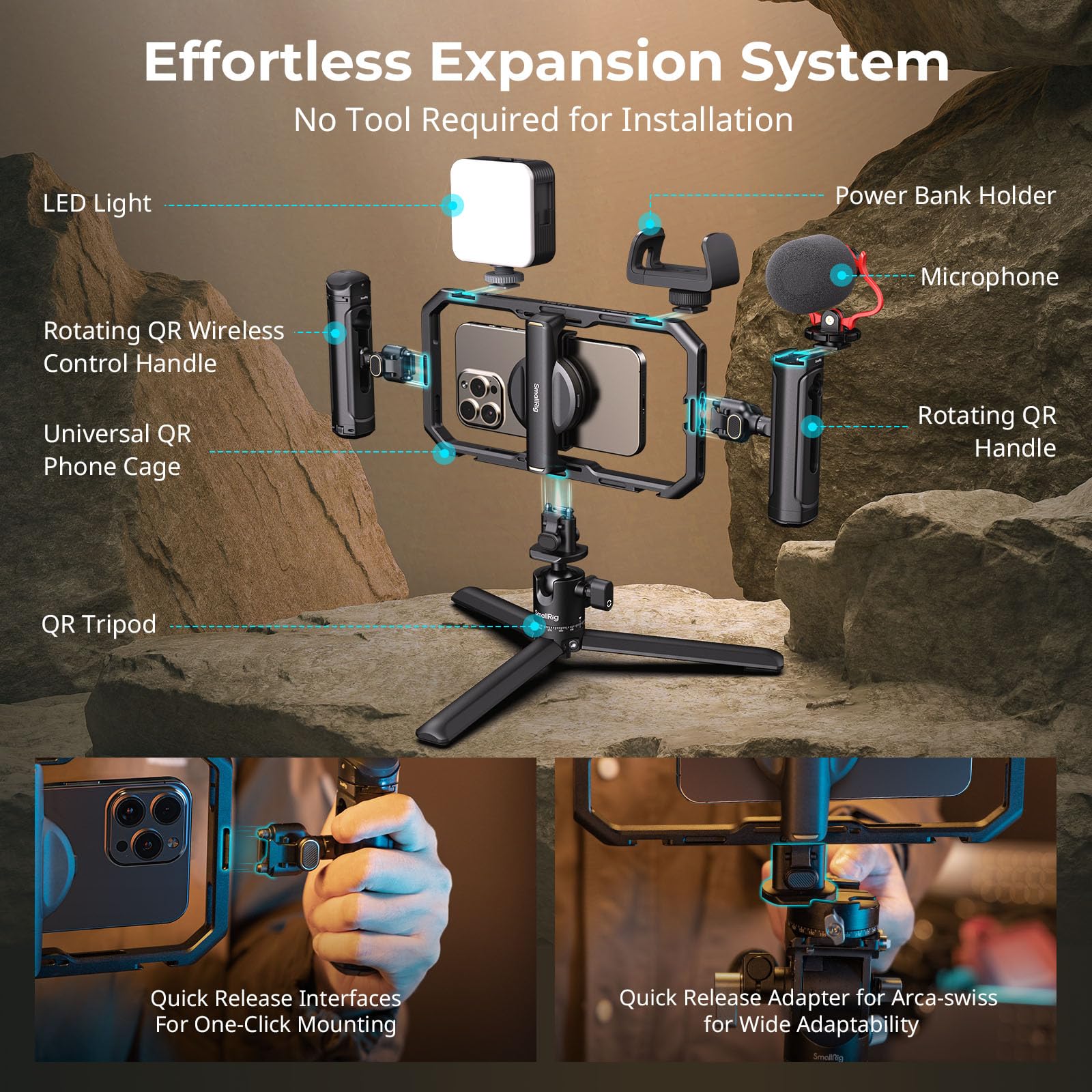 Foto 2 | Kit De Equipo De Vídeo Smallrig Todo En Uno Universal Con Led Y Micrófono - Venta Internacional.
