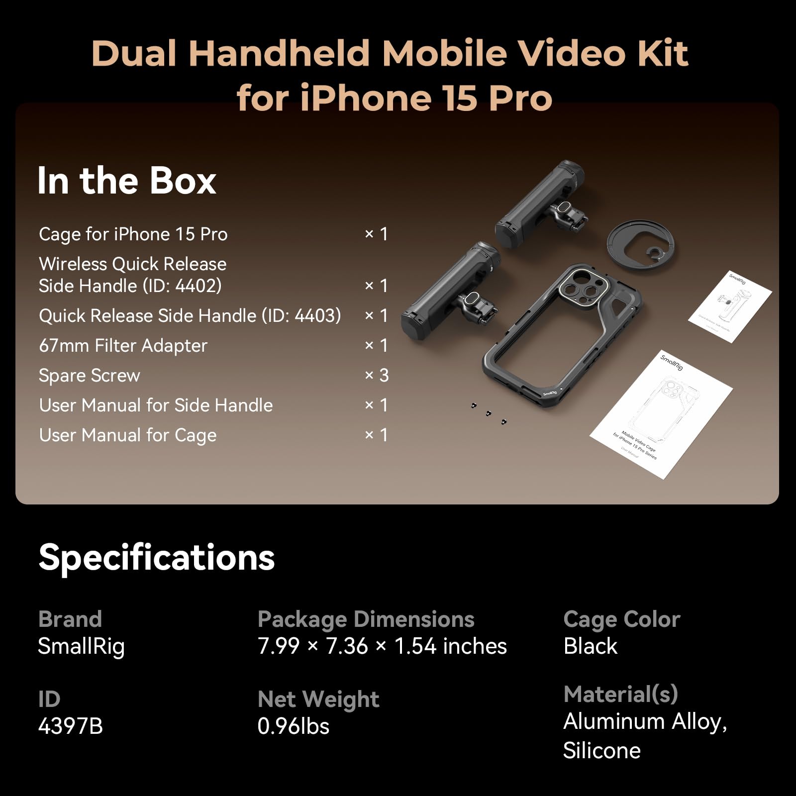 Foto 8 pulgar | Kit De Soporte De Vídeo Móvil Smallrig Para Iphone 15 Pro - Venta Internacional.