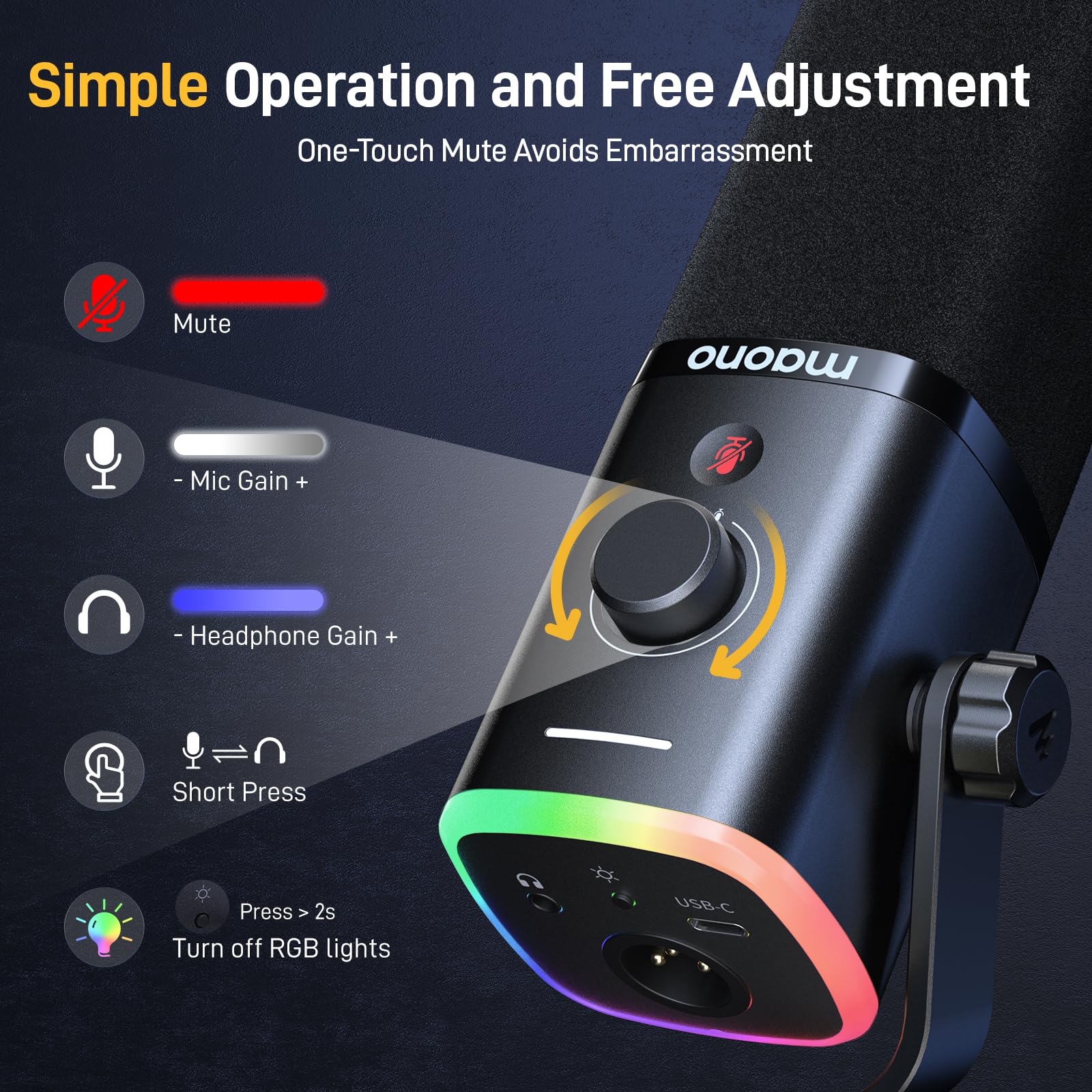 Foto 6 | Micrófono Para Juegos Maono Pd100x Usb/xlr Dynamic Con Luces Rgb - Venta Internacional.