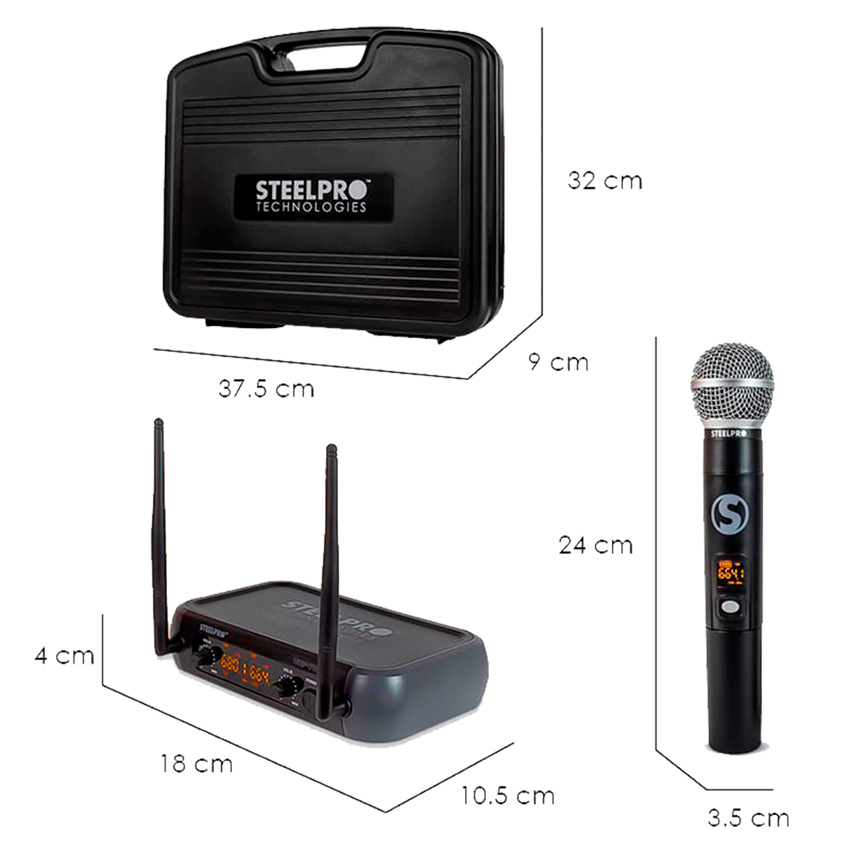 Foto 5 pulgar | Microfono Inalambrico Kit Steelpro Uhf-707 Profesional Color Negro