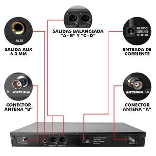 Foto 4 | Set Profesional 4 Micrófonos Inalámbricos Mod: Uhf-907 De 70m Steelpro Color Negro