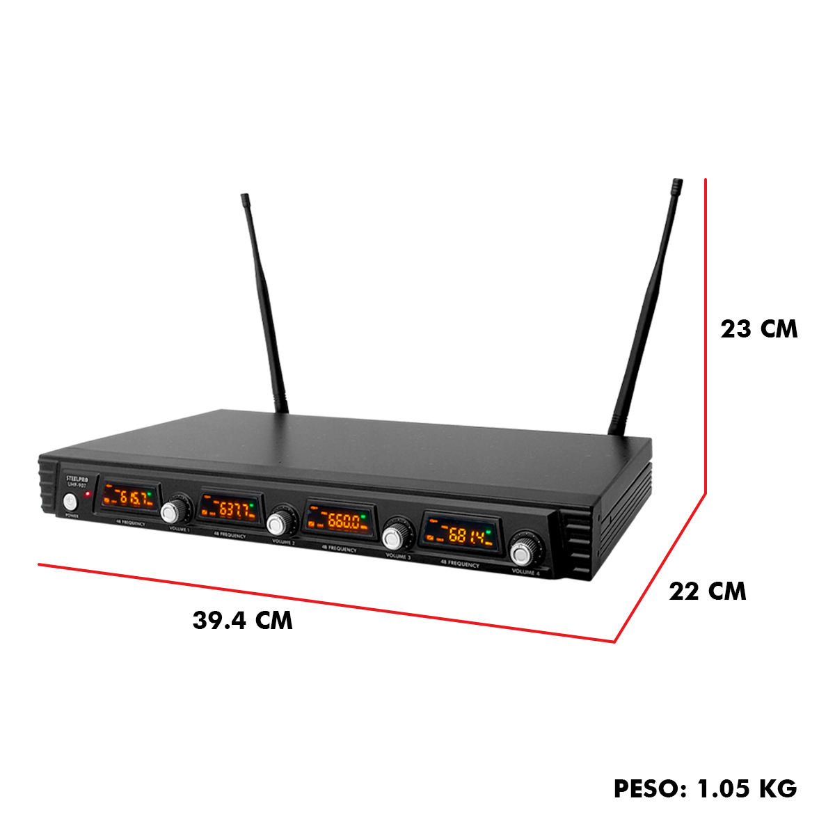 Foto 5 | Set Profesional 4 Micrófonos Inalámbricos Mod: Uhf-907 De 70m Steelpro Color Negro