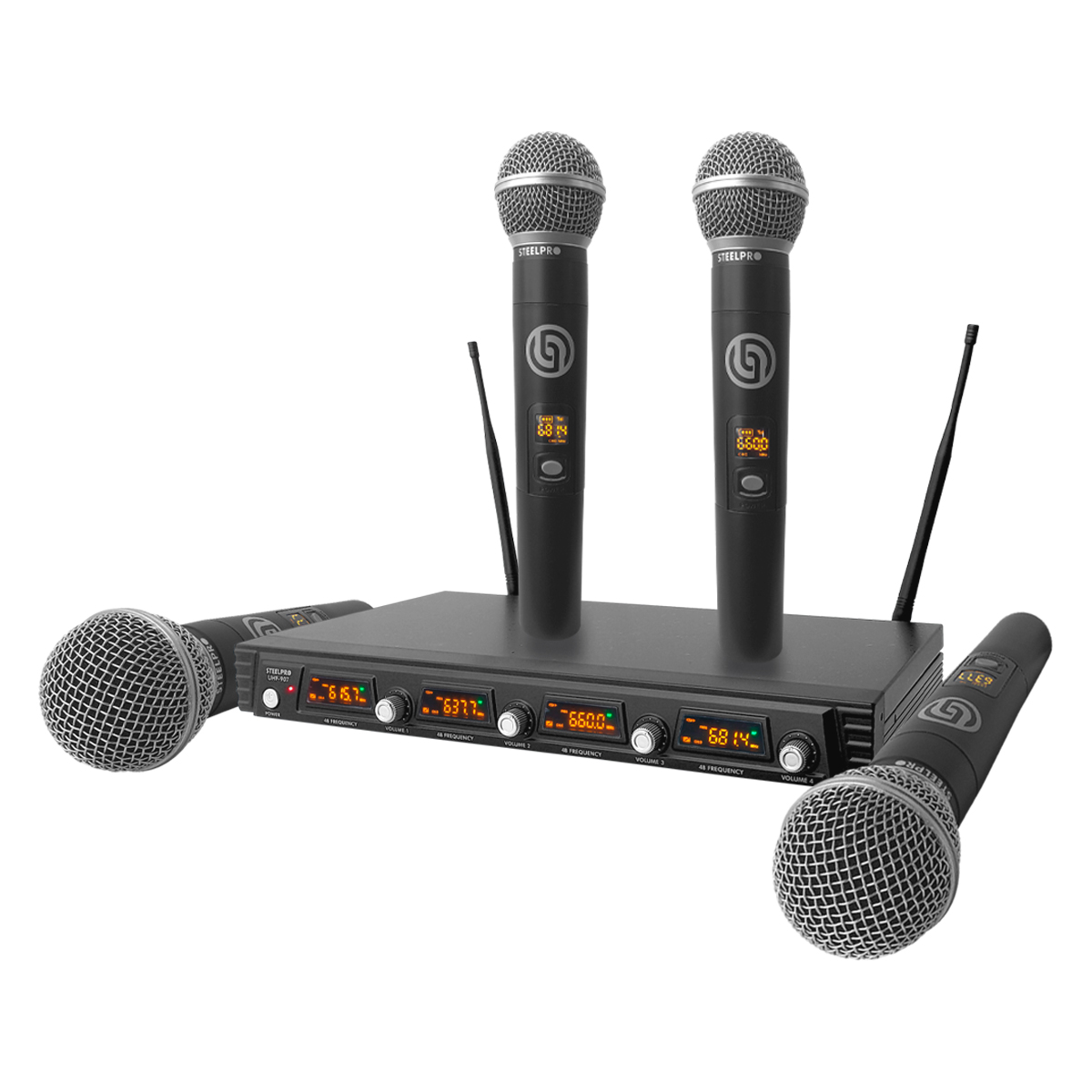 Foto 6 | Set Profesional 4 Micrófonos Inalámbricos Mod: Uhf-907 De 70m Steelpro Color Negro