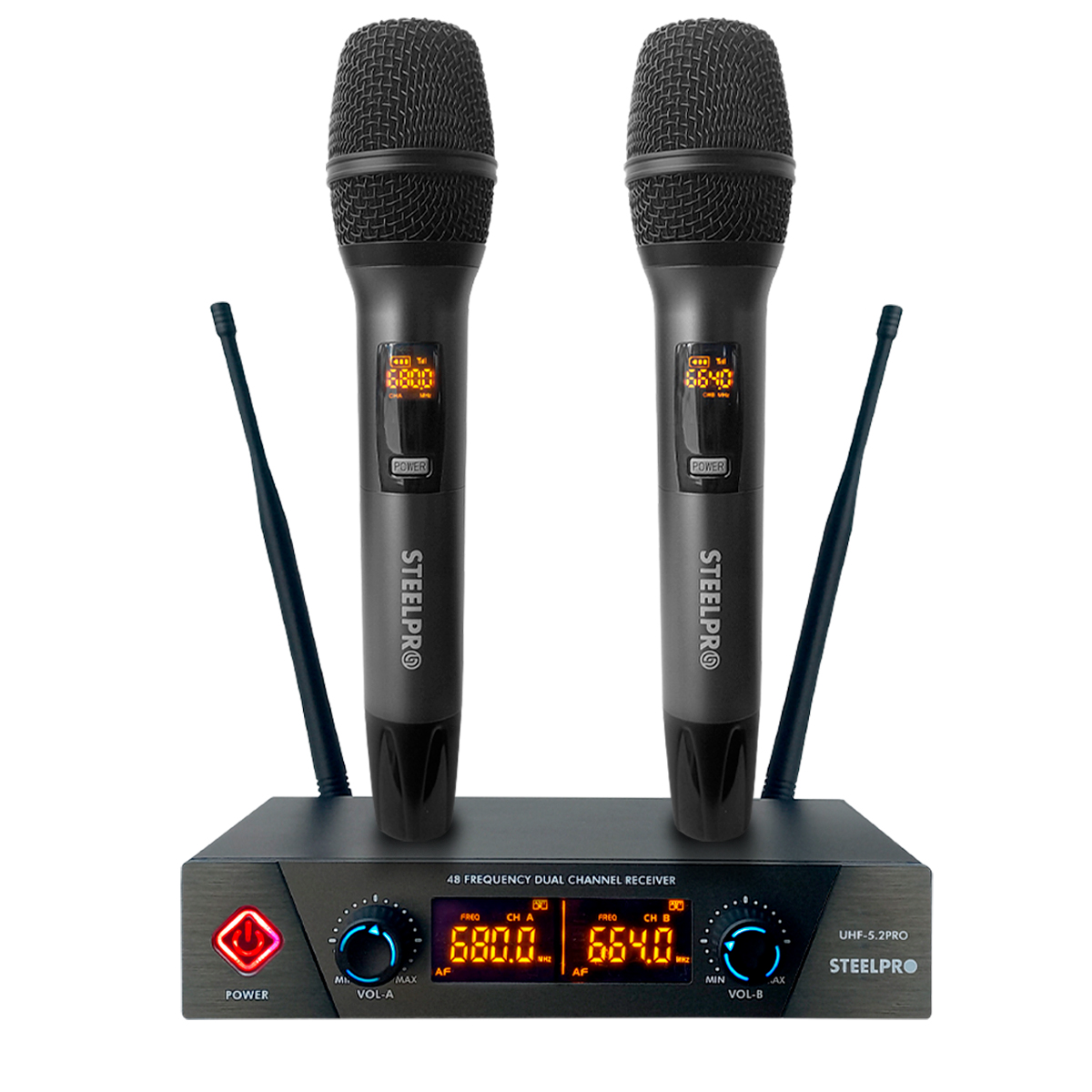 Foto 1 | Set Profesional 2 Micrófonos Inalámbricos Uhf 70m Steelpro Color Negro