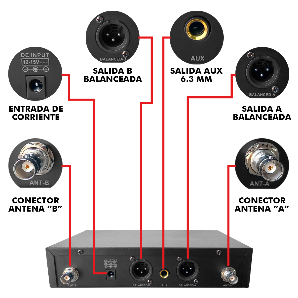 Foto 2 | Set Profesional 2 Micrófonos Inalámbricos Uhf 70m Steelpro Color Negro