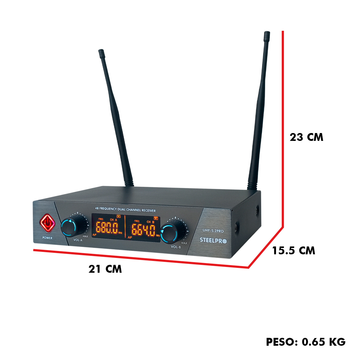 Foto 4 pulgar | Set Profesional 2 Micrófonos Inalámbricos Uhf 70m Steelpro Color Negro