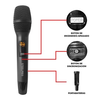 Foto 5 | Set Profesional 2 Micrófonos Inalámbricos Uhf 70m Steelpro Color Negro