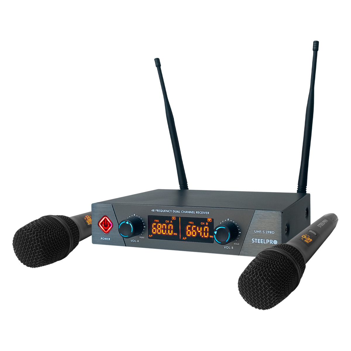 Foto 6 | Set Profesional 2 Micrófonos Inalámbricos Uhf 70m Steelpro Color Negro