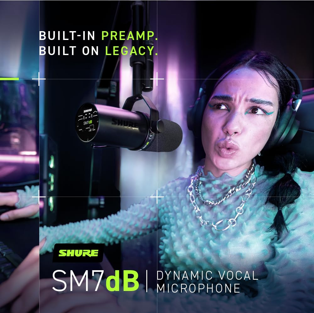 Foto 7 | Micrófono Vocal Dinámico Shure Sm7db Con Preamplificador - Negro - Venta Internacional.