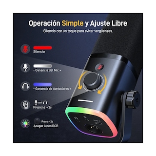 Foto 3 | Micrófono Dinámico Usb/xlr Rgb Con Brazo Eo Safe Imports Esi-20570 Negro