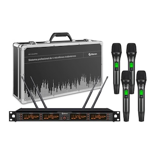 Foto 2 | Sistema Profesional Stagl De 4 Micrófonos Inalámbricos Uhf Con Selector Automático De Frecuencia Y B