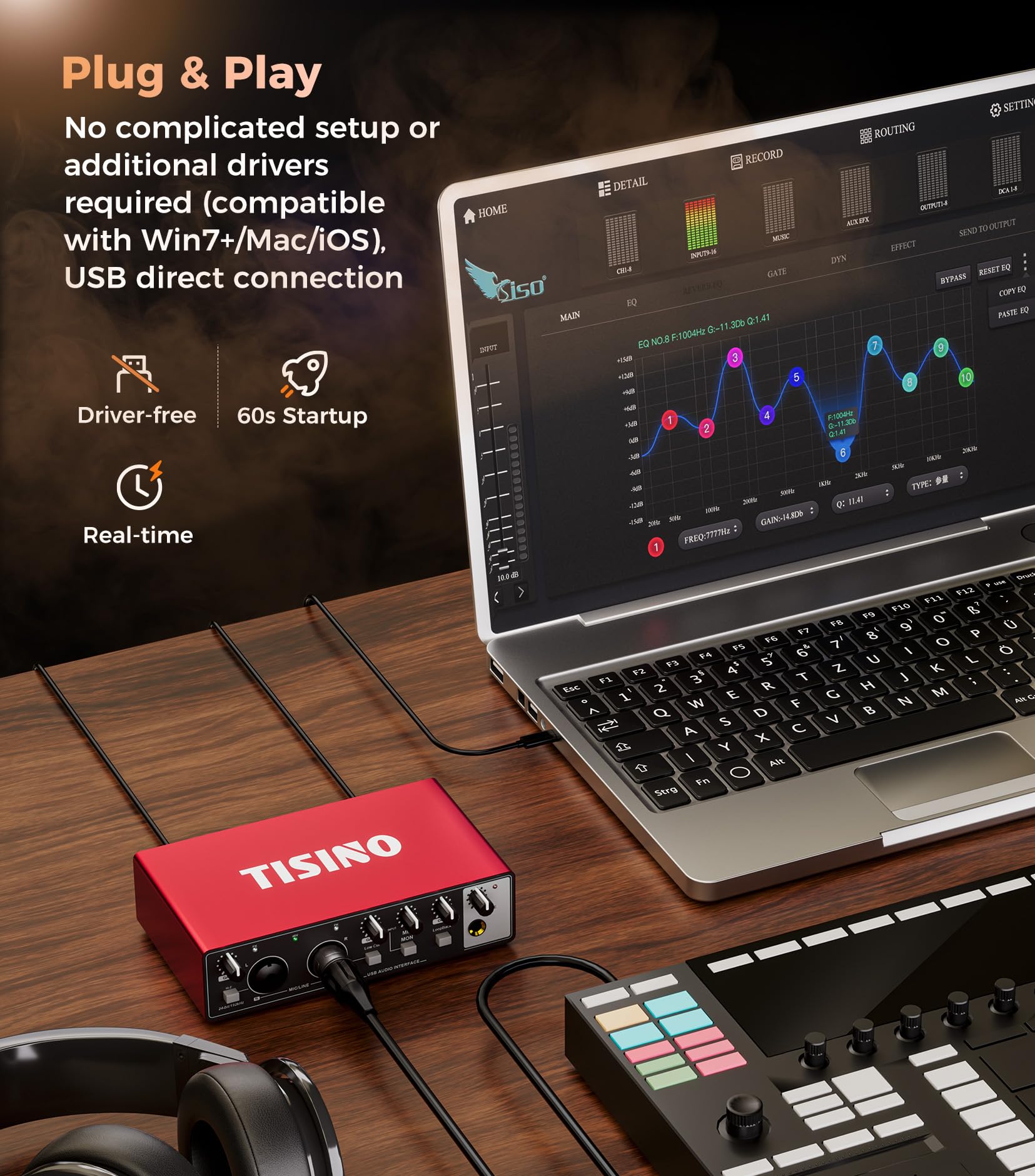 Foto 5 pulgar | Interfaz De Audio Tisino 2i2-24 Bits/192 Khz Usb Para Grabación - Venta Internacional.