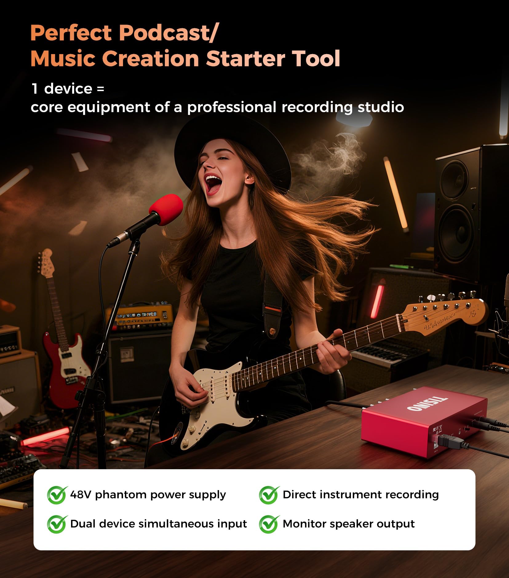 Foto 6 | Interfaz De Audio Tisino 2i2-24 Bits/192 Khz Usb Para Grabación - Venta Internacional.