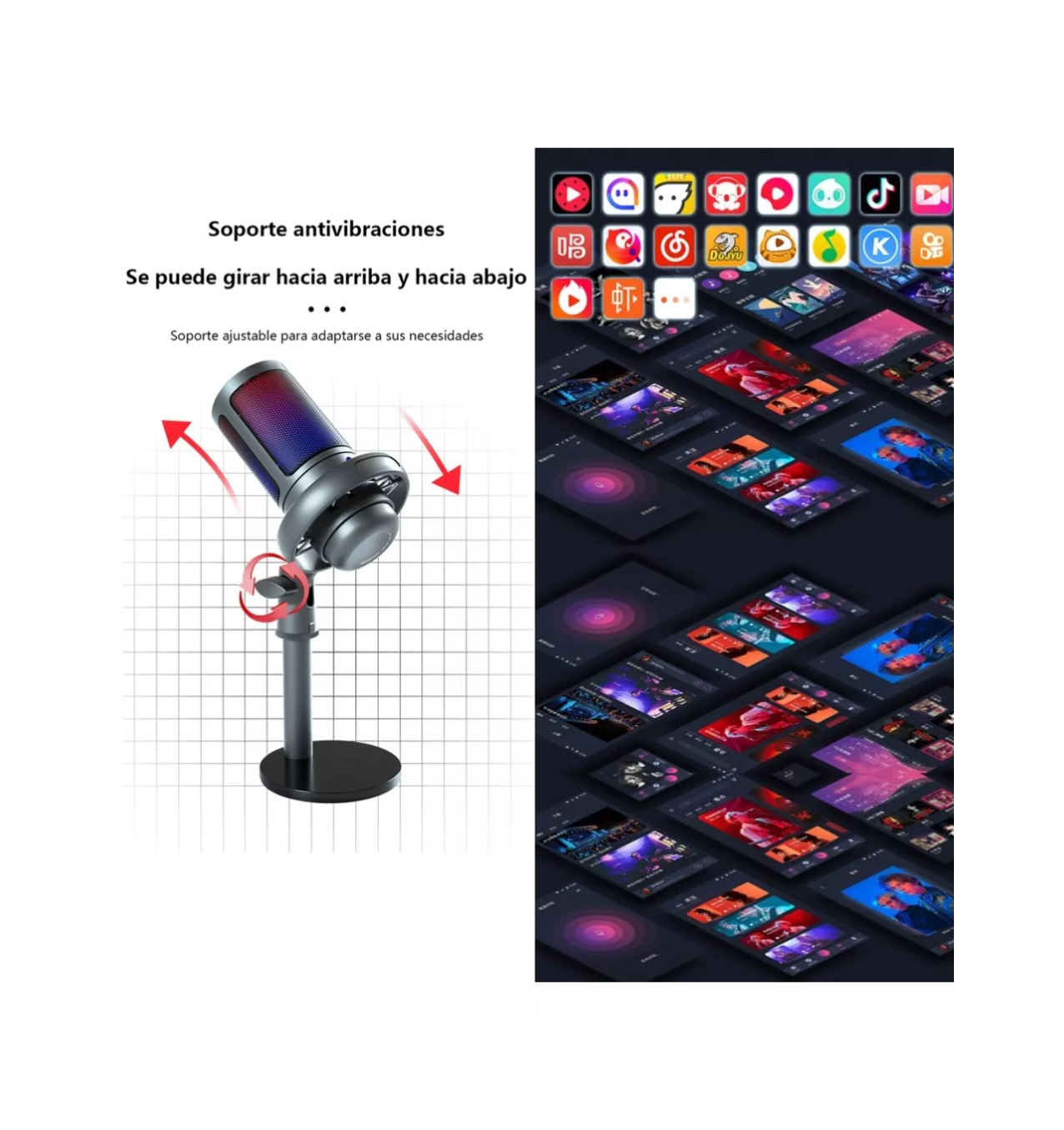 Foto 4 pulgar | Micrófono Condensador Usb Cardioide Rgb Pc Gamer Negro