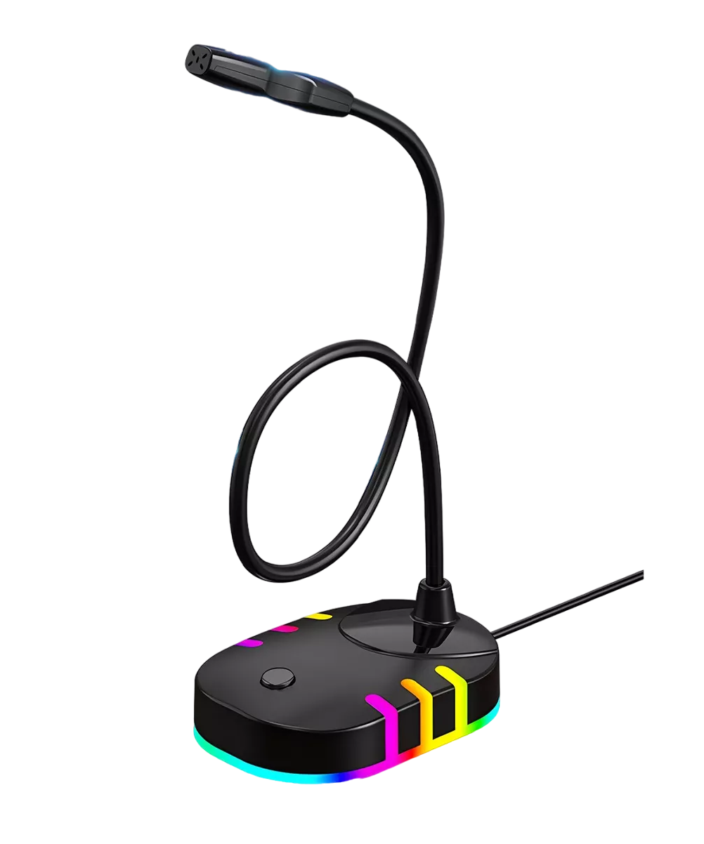 Micrófono Condensador Usb Gamer Profesional Rgb Para Pc Negro