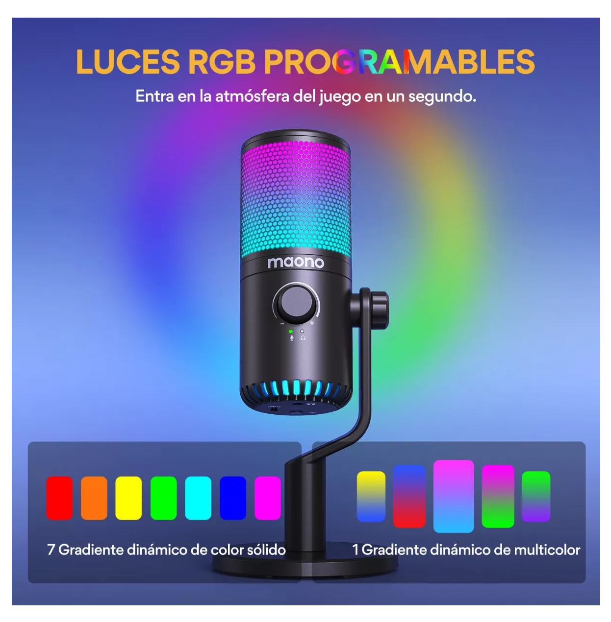 Foto 5 pulgar | Micrófono Gamer Condensador Usb Podcast Pc Dm30 Rgb Maono Negro